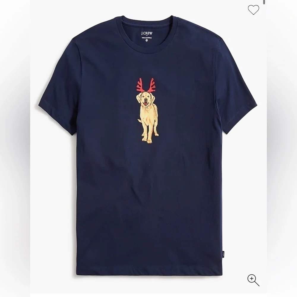 J crew Golden retriever in antlers graphic tee
